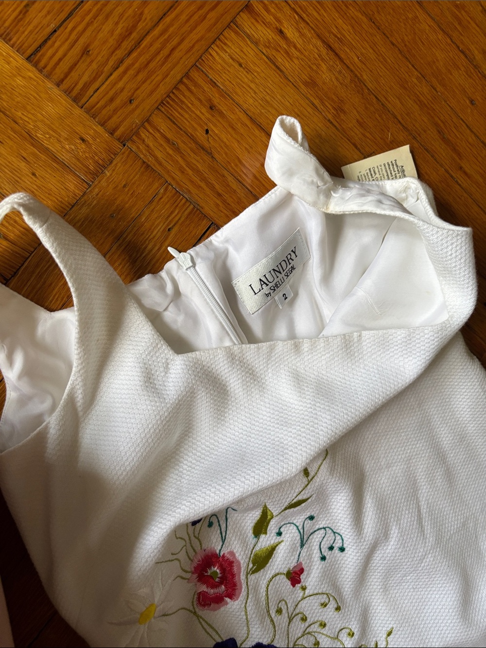 Laundry By Shelli Segal White Embroidered Floral Mini Dress - Picture 6 of 8